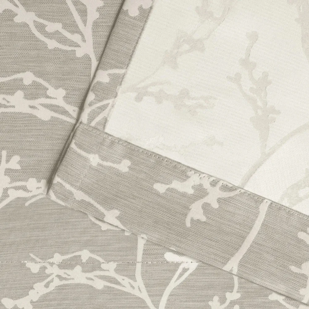 Bellicent Floral Dove Gray Curtains - 4 panels, 52” x 63” - Picture 2 of 3